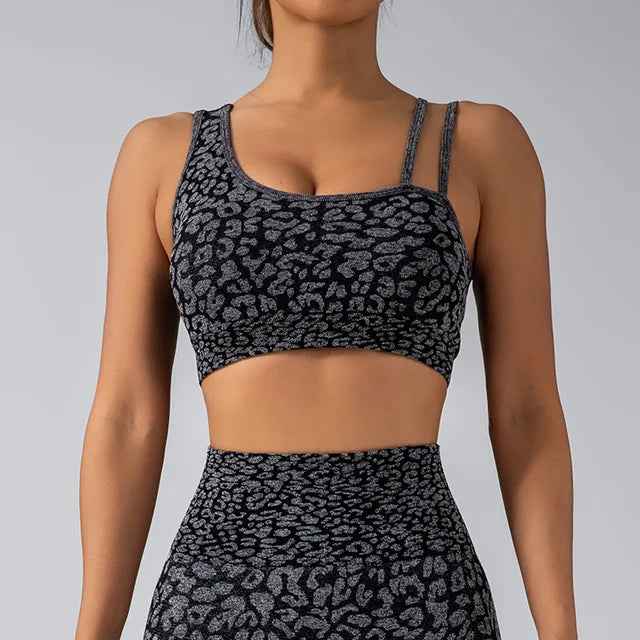 ToneTech™ Leopard Yoga Set: High Waisted Leggings + Stretchy Backless Sports Bras