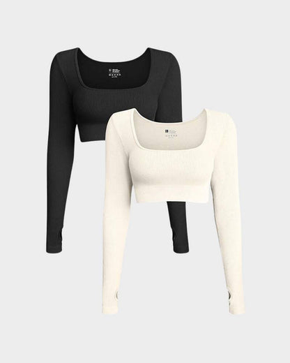 Seamless Exercise Long Sleeve Crop Tops