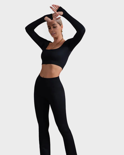 Seamless Exercise Long Sleeve Crop Tops