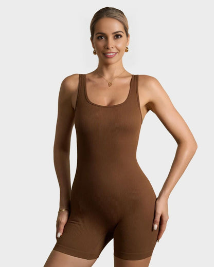 Ribbed Sleeveless Sport Bodysuit