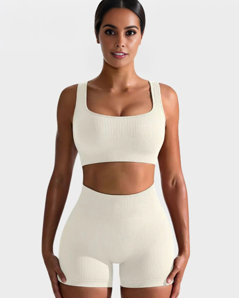 Seamless Ribbed Sports Bra Set